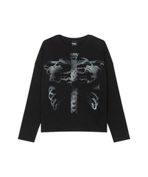 TONSIL（トンスル）の「グラフィックプリントワッフルTシャツブラック（Tシャツ/カットソー）」