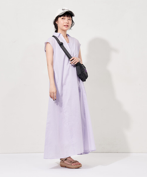 FREAK'S STORE(フリークスストア)の「インド ボイル襟付き スキッパーワンピース<インナーキャミワンピース付き>(ワンピース・レディース・ラベンダー/チャコール/ブラウン/ブラック・フリ-)」の5枚目の写真