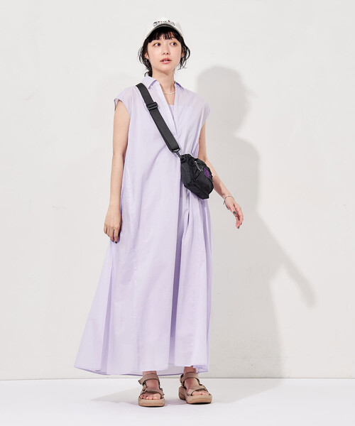 FREAK'S STORE(フリークスストア)の「インド ボイル襟付き スキッパーワンピース<インナーキャミワンピース付き>(ワンピース・レディース・ラベンダー/チャコール/ブラウン/ブラック・フリ-)」の7枚目の写真