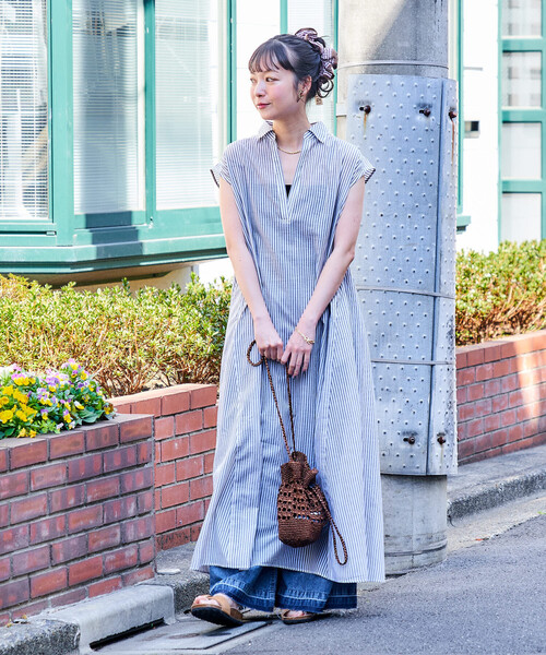 FREAK'S STORE(フリークスストア)の「インド ボイル襟付き スキッパーワンピース<インナーキャミワンピース付き>(ワンピース・レディース・ラベンダー/チャコール/ブラウン/ブラック・フリ-)」の17枚目の写真