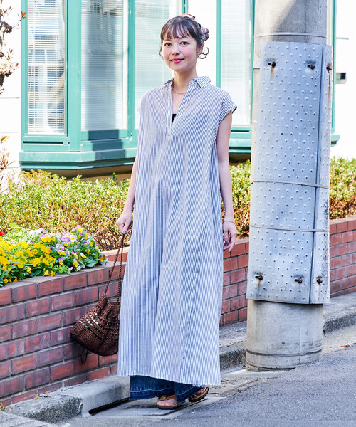 FREAK'S STORE(フリークスストア)の「インド ボイル襟付き スキッパーワンピース<インナーキャミワンピース付き>(ワンピース・レディース・ラベンダー/チャコール/ブラウン/ブラック・フリ-)」の18枚目の写真