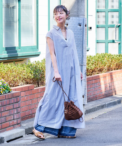 FREAK'S STORE(フリークスストア)の「インド ボイル襟付き スキッパーワンピース<インナーキャミワンピース付き>(ワンピース・レディース・ラベンダー/チャコール/ブラウン/ブラック・フリ-)」の19枚目の写真