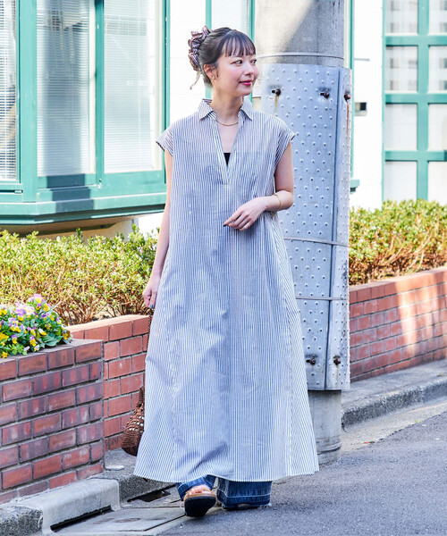 FREAK'S STORE(フリークスストア)の「インド ボイル襟付き スキッパーワンピース<インナーキャミワンピース付き>(ワンピース・レディース・ラベンダー/チャコール/ブラウン/ブラック・フリ-)」の22枚目の写真