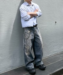 Chikashitsu +（チカシツプラス）の「【Chikashitsu +】digital print wide denim pants / 【チカシツプラス】デジタルプリントワイドデニムパンツ＜着用動画あり＞（デニムパンツ）」