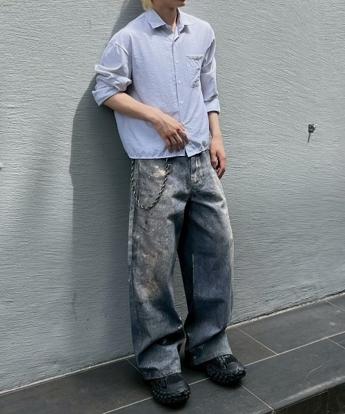 Chikashitsu +(チカシツプラス)の「【Chikashitsu +】degital print wide denim pants / 【チカシツプラス】デジタルプリントワイドデニムパンツ<着用動画あり>(デニムパンツ・メンズ・ブルー・S/M)」の14枚目の写真