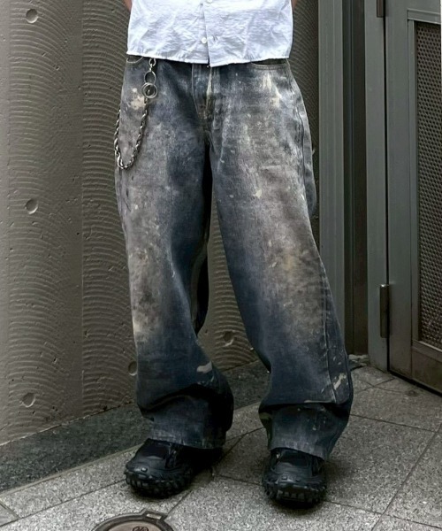 Chikashitsu +(チカシツプラス)の「【Chikashitsu +】degital print wide denim pants / 【チカシツプラス】デジタルプリントワイドデニムパンツ<着用動画あり>(デニムパンツ・メンズ・ブルー・S/M)」の17枚目の写真