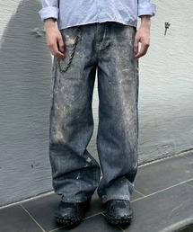 Chikashitsu +（チカシツプラス）の「【Chikashitsu +】degital print wide denim pants / 【チカシツプラス】デジタルプリントワイドデニムパンツ（デニムパンツ）」