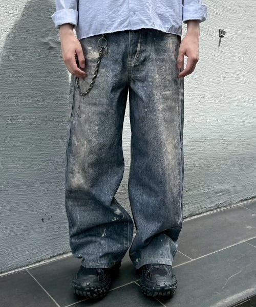 Chikashitsu +(チカシツプラス)の「【Chikashitsu +】degital print wide denim pants / 【チカシツプラス】デジタルプリントワイドデニムパンツ<着用動画あり>(デニムパンツ・メンズ・ブルー・S/M)」の18枚目の写真