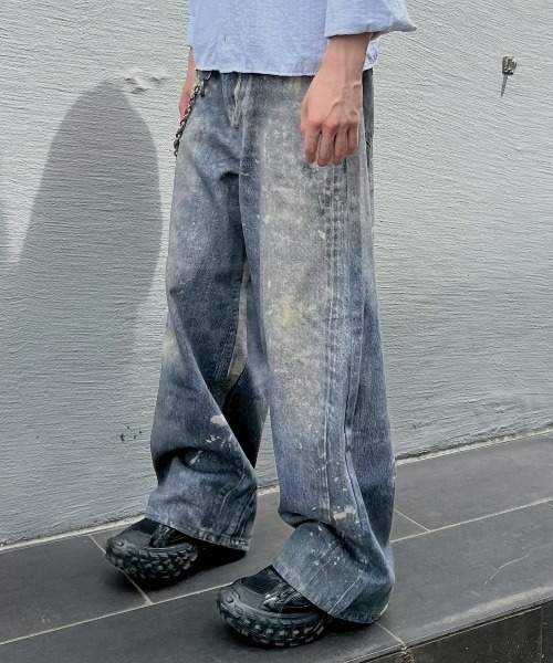 Chikashitsu +(チカシツプラス)の「【Chikashitsu +】degital print wide denim pants / 【チカシツプラス】デジタルプリントワイドデニムパンツ<着用動画あり>(デニムパンツ・メンズ・ブルー・S/M)」の19枚目の写真