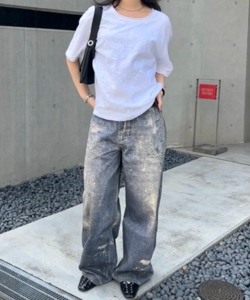Chikashitsu +(チカシツプラス)の「【Chikashitsu +】degital print wide denim pants / 【チカシツプラス】デジタルプリントワイドデニムパンツ<着用動画あり>(デニムパンツ・メンズ・ブルー・S/M)」の4枚目の写真
