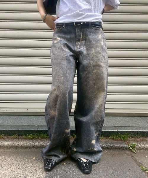 Chikashitsu +(チカシツプラス)の「【Chikashitsu +】degital print wide denim pants / 【チカシツプラス】デジタルプリントワイドデニムパンツ<着用動画あり>(デニムパンツ・メンズ・ブルー・S/M)」の8枚目の写真