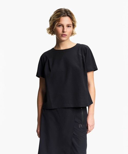 AIGLE（エーグル）の「リラックスフィット ダブルプリーツ入り半袖ブラウス（シャツ/ブラウス・レディース・ホワイト/ブラック・M/XS/XL/S/L）」の4枚目の写真