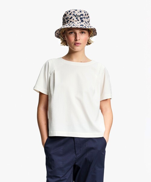 AIGLE（エーグル）の「リラックスフィット ダブルプリーツ入り半袖ブラウス（シャツ/ブラウス・レディース・ホワイト/ブラック・M/XS/XL/S/L）」の9枚目の写真