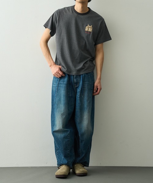 KHOKI（コッキ）の「【KHOKI/コッキ】Hand-Embroidered Stripe T-Shirt（Tシャツ/カットソー・メンズ・ブラック/ブラウン・2/3）」の7枚目の写真