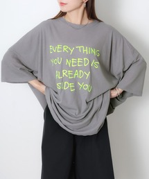 Riberry | 配色ロゴ刺繍シアーBIGTシャツ(Tシャツ/カットソー)