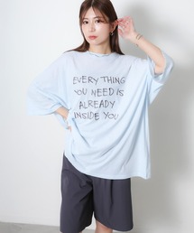 配色ロゴ刺繍シアーBIGTシャツ