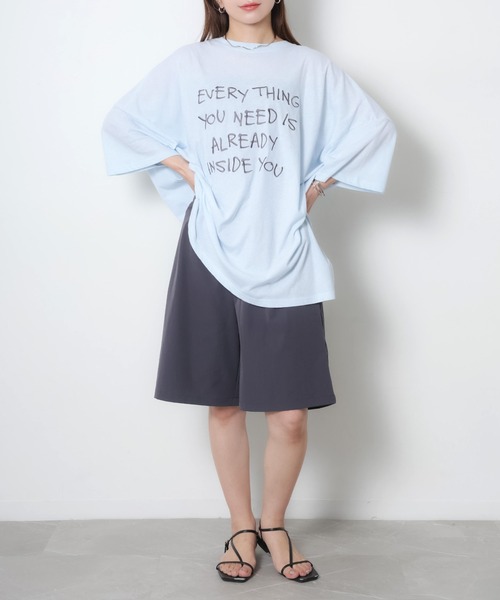 Riberry(リベリー)の「配色ロゴ刺繍シアーBIGTシャツ(Tシャツ/カットソー・レディース・ライトブルー/ブラック/グレー/オフホワイト・FREE)」の16枚目の写真