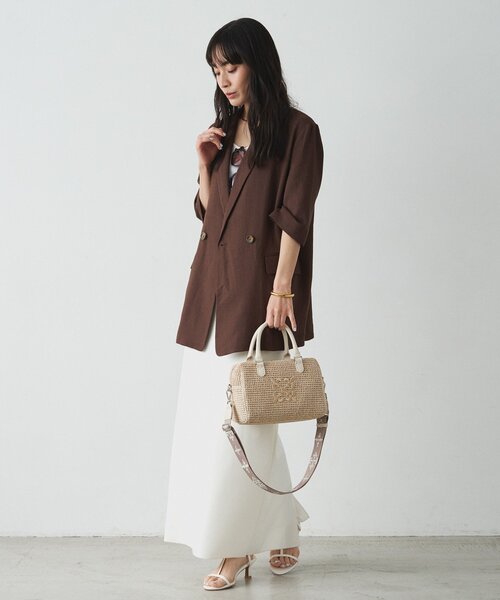 russet（ラシット）の「ナイロンラフィアミニボストンバッグ（ボストンバッグ・レディース・ブラック/ダークブラウン/アイボリー・FREE）」の19枚目の写真