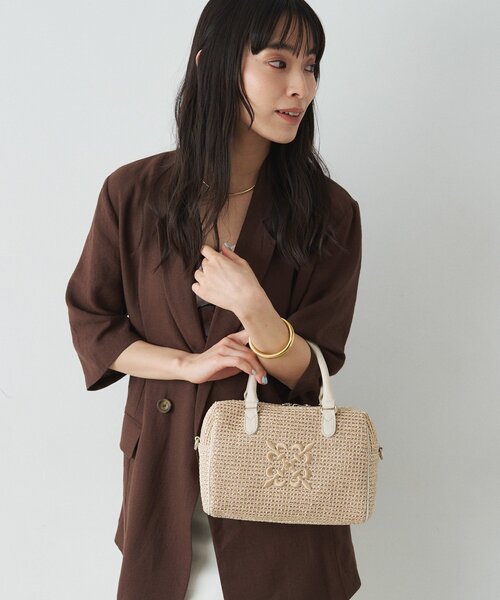 russet（ラシット）の「ナイロンラフィアミニボストンバッグ（ボストンバッグ・レディース・ブラック/ダークブラウン/アイボリー・FREE）」の20枚目の写真