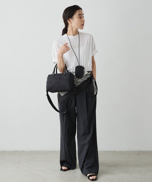 russet（ラシット）の「ナイロンラフィアミニボストンバッグ（ボストンバッグ・レディース・ブラック/ダークブラウン/アイボリー・FREE）」の22枚目の写真