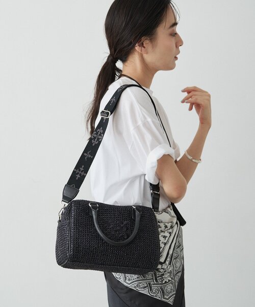 russet（ラシット）の「ナイロンラフィアミニボストンバッグ（ボストンバッグ・レディース・ブラック/ダークブラウン/アイボリー・FREE）」の21枚目の写真