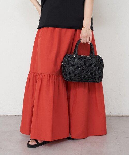 russet（ラシット）の「ナイロンラフィアミニボストンバッグ（ボストンバッグ・レディース・ブラック/ダークブラウン/アイボリー・FREE）」の19枚目の写真