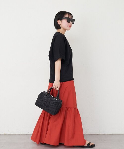 russet（ラシット）の「ナイロンラフィアミニボストンバッグ（ボストンバッグ・レディース・ブラック/ダークブラウン/アイボリー・FREE）」の18枚目の写真