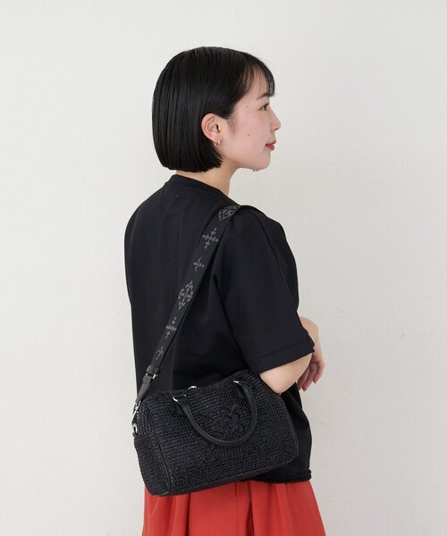 russet（ラシット）の「ナイロンラフィアミニボストンバッグ（ボストンバッグ・レディース・ブラック/ダークブラウン/アイボリー・FREE）」の17枚目の写真