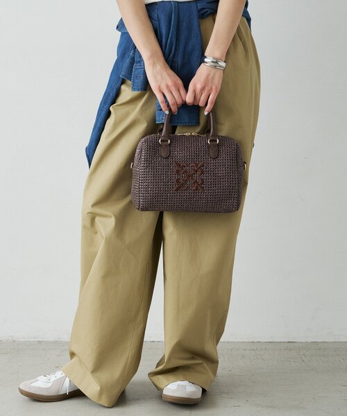 russet（ラシット）の「ナイロンラフィアミニボストンバッグ（ボストンバッグ・レディース・ブラック/ダークブラウン/アイボリー・FREE）」の9枚目の写真