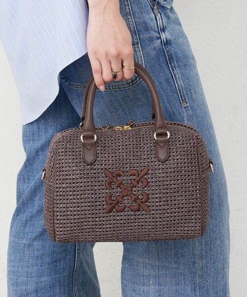 russet（ラシット）の「ナイロンラフィアミニボストンバッグ（ボストンバッグ・レディース・ブラック/ダークブラウン/アイボリー・FREE）」の8枚目の写真