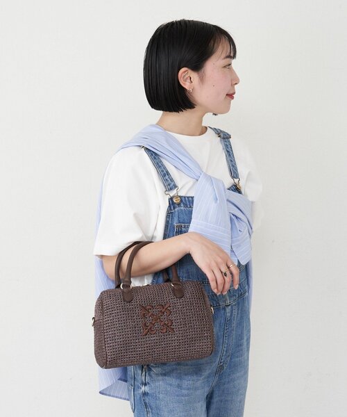 russet（ラシット）の「ナイロンラフィアミニボストンバッグ（ボストンバッグ・レディース・ブラック/ダークブラウン/アイボリー・FREE）」の7枚目の写真