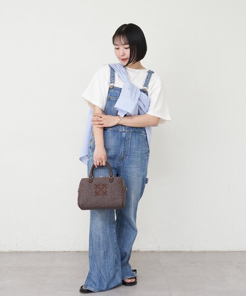 russet（ラシット）の「ナイロンラフィアミニボストンバッグ（ボストンバッグ・レディース・ブラック/ダークブラウン/アイボリー・FREE）」の6枚目の写真