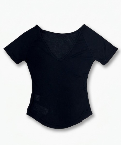 NANEA(ナネア)の「深VネックシアータイトTシャツ(Tシャツ/カットソー・レディース・ブラック/ホワイト・MEDIUM)」の8枚目の写真
