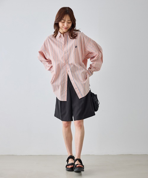 BEVERLY HILLS POLO CLUB（ビバリーヒルズポロクラブ）の「【BEVERLY HILLS POLO CLUB・一部店舗限定】ストライプビッグシルエットシャツ（シャツ/ブラウス・レディース・ブルー/ライトグリーン/イエロー/オレンジ・FREE）」の11枚目の写真
