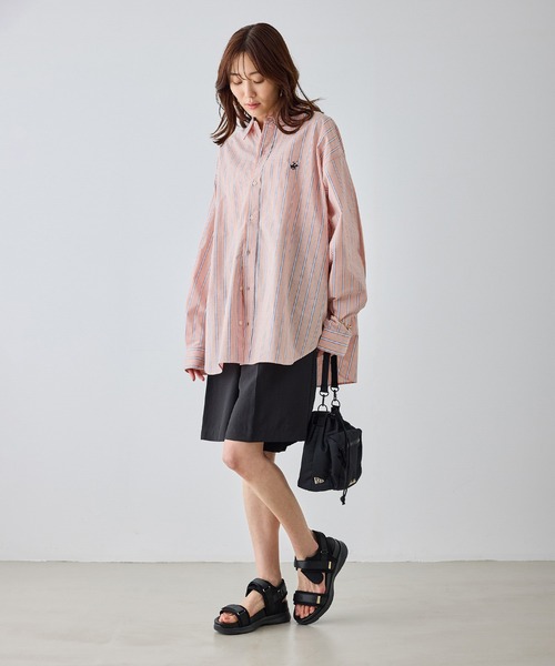 BEVERLY HILLS POLO CLUB（ビバリーヒルズポロクラブ）の「【BEVERLY HILLS POLO CLUB・一部店舗限定】ストライプビッグシルエットシャツ（シャツ/ブラウス・レディース・ブルー/ライトグリーン/イエロー/オレンジ・FREE）」の12枚目の写真
