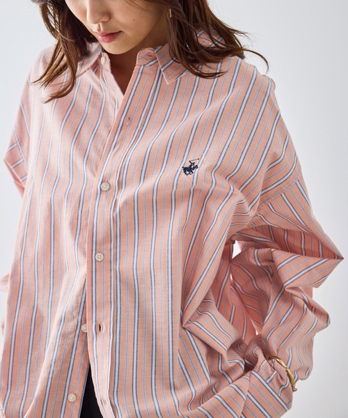 BEVERLY HILLS POLO CLUB（ビバリーヒルズポロクラブ）の「【BEVERLY HILLS POLO CLUB・一部店舗限定】ストライプビッグシルエットシャツ（シャツ/ブラウス・レディース・ブルー/ライトグリーン/イエロー/オレンジ・FREE）」の13枚目の写真