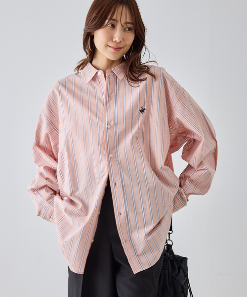 BEVERLY HILLS POLO CLUB（ビバリーヒルズポロクラブ）の「【BEVERLY HILLS POLO CLUB・一部店舗限定】ストライプビッグシルエットシャツ（シャツ/ブラウス・レディース・ブルー/ライトグリーン/イエロー/オレンジ・FREE）」の14枚目の写真