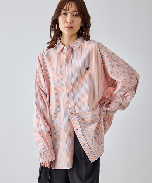 BEVERLY HILLS POLO CLUB（ビバリーヒルズポロクラブ）の「【BEVERLY HILLS POLO CLUB・一部店舗限定】ストライプビッグシルエットシャツ（シャツ/ブラウス・レディース・ブルー/ライトグリーン/イエロー/オレンジ・FREE）」の15枚目の写真