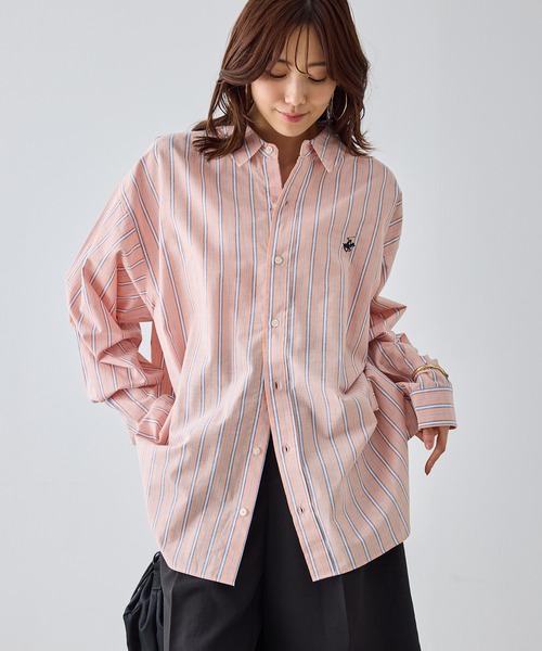 BEVERLY HILLS POLO CLUB（ビバリーヒルズポロクラブ）の「【BEVERLY HILLS POLO CLUB・一部店舗限定】ストライプビッグシルエットシャツ（シャツ/ブラウス・レディース・ブルー/ライトグリーン/イエロー/オレンジ・FREE）」の16枚目の写真