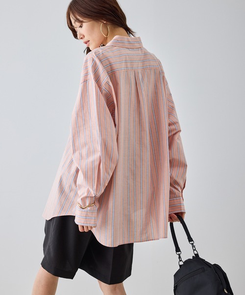 BEVERLY HILLS POLO CLUB（ビバリーヒルズポロクラブ）の「【BEVERLY HILLS POLO CLUB・一部店舗限定】ストライプビッグシルエットシャツ（シャツ/ブラウス・レディース・ブルー/ライトグリーン/イエロー/オレンジ・FREE）」の17枚目の写真
