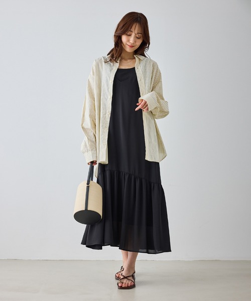 BEVERLY HILLS POLO CLUB（ビバリーヒルズポロクラブ）の「【BEVERLY HILLS POLO CLUB・一部店舗限定】ストライプビッグシルエットシャツ（シャツ/ブラウス・レディース・ブルー/ライトグリーン/イエロー/オレンジ・FREE）」の18枚目の写真