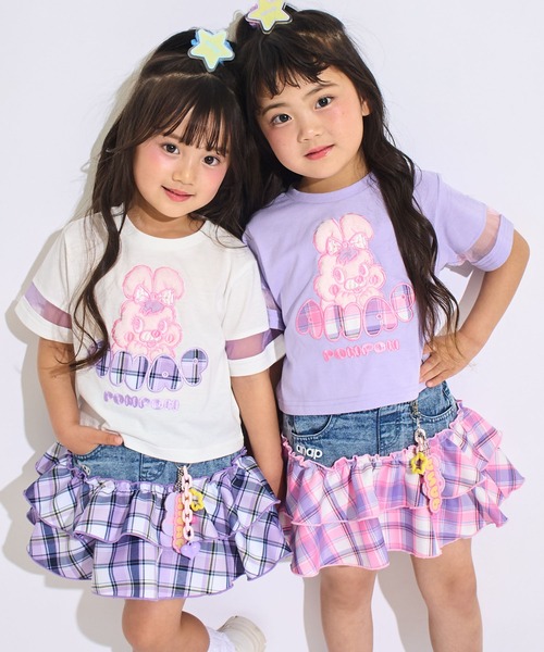 ANAP kids(アナップキッズ)の「POMPOMチャーム付 チェック切り替え スカート(スカート・キッズ・ピンク/ラベンダー・110/120/130)」の17枚目の写真