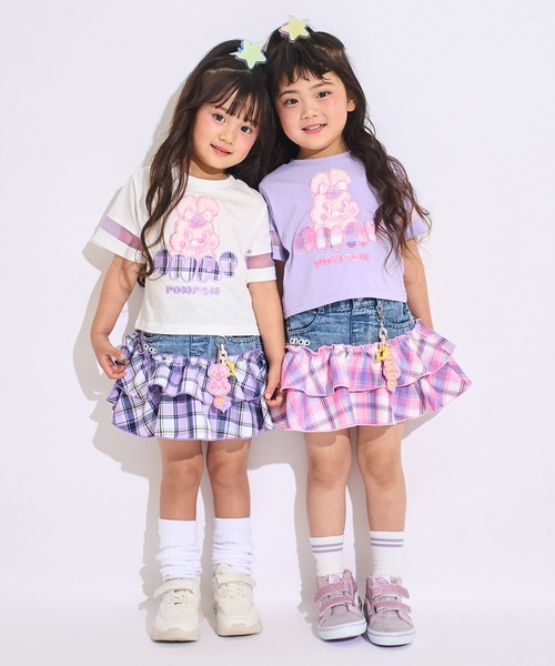 ANAP kids(アナップキッズ)の「POMPOMチャーム付 チェック切り替え スカート(スカート・キッズ・ピンク/ラベンダー・110/120/130)」の19枚目の写真