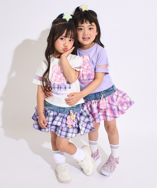 ANAP kids(アナップキッズ)の「POMPOMチャーム付 チェック切り替え スカート(スカート・キッズ・ピンク/ラベンダー・110/120/130)」の20枚目の写真
