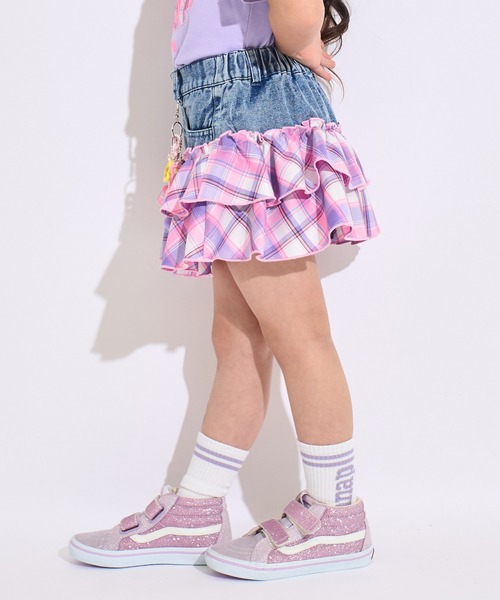 ANAP kids(アナップキッズ)の「POMPOMチャーム付 チェック切り替え スカート(スカート・キッズ・ピンク/ラベンダー・110/120/130)」の22枚目の写真