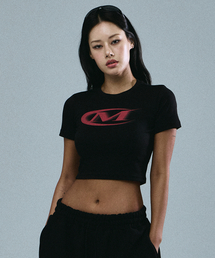 モーションビッグロゴクロップTシャツ (ブラック/レッド)