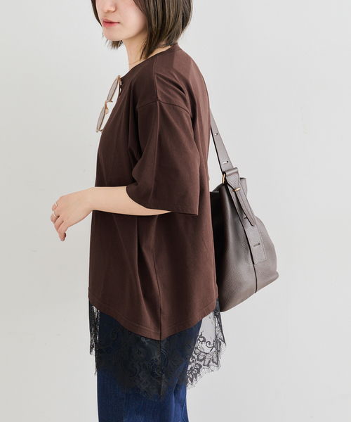 U by SPICK&SPAN(ユーバイスピックアンドスパン)の「ハーフスリーブレースTEE(Tシャツ/カットソー・レディース・ホワイト/ブラック/ブラウン・FREE)」の19枚目の写真