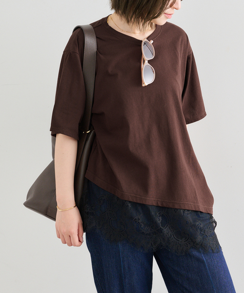 U by SPICK&SPAN(ユーバイスピックアンドスパン)の「ハーフスリーブレースTEE(Tシャツ/カットソー・レディース・ホワイト/ブラック/ブラウン・FREE)」の21枚目の写真
