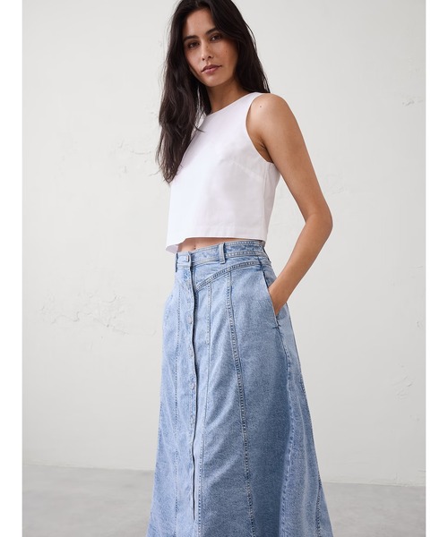 BANANA REPUBLIC FACTORY STORE(バナナリパブリック ファクトリーストア)の「BANANA REPUBLIC FACTORY STORE デニム シーム ミディスカート(デニムスカート・レディース・ライトインディゴブルー/インディゴブルー・8/6/4/2/0)」の8枚目の写真