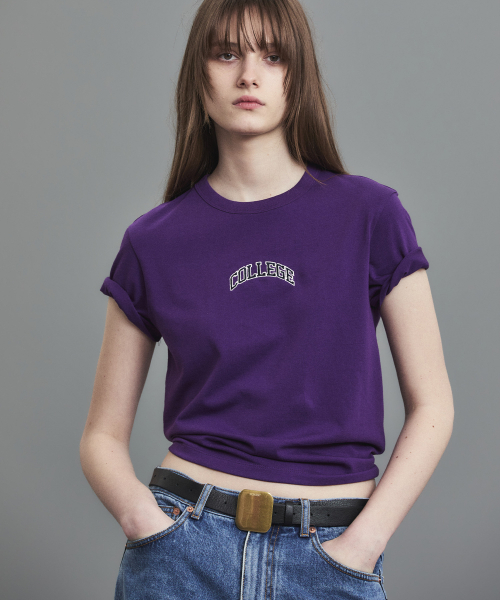 NOHANT(ノアン)の「COLLEGE CROPPED T-SHIRT PURPLE(Tシャツ/カットソー・レディース・パープル・FREE)」の2枚目の写真